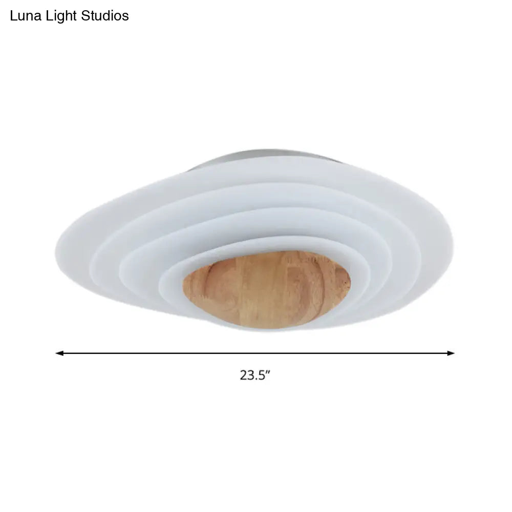 Nordic Planet Flush Mount Acrylic White Led Ceiling Fixture For Bedroom In Warm/White 18/23.5 Wide