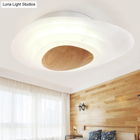 Nordic Planet Flush Mount Acrylic White Led Ceiling Fixture For Bedroom In Warm/White 18/23.5 Wide