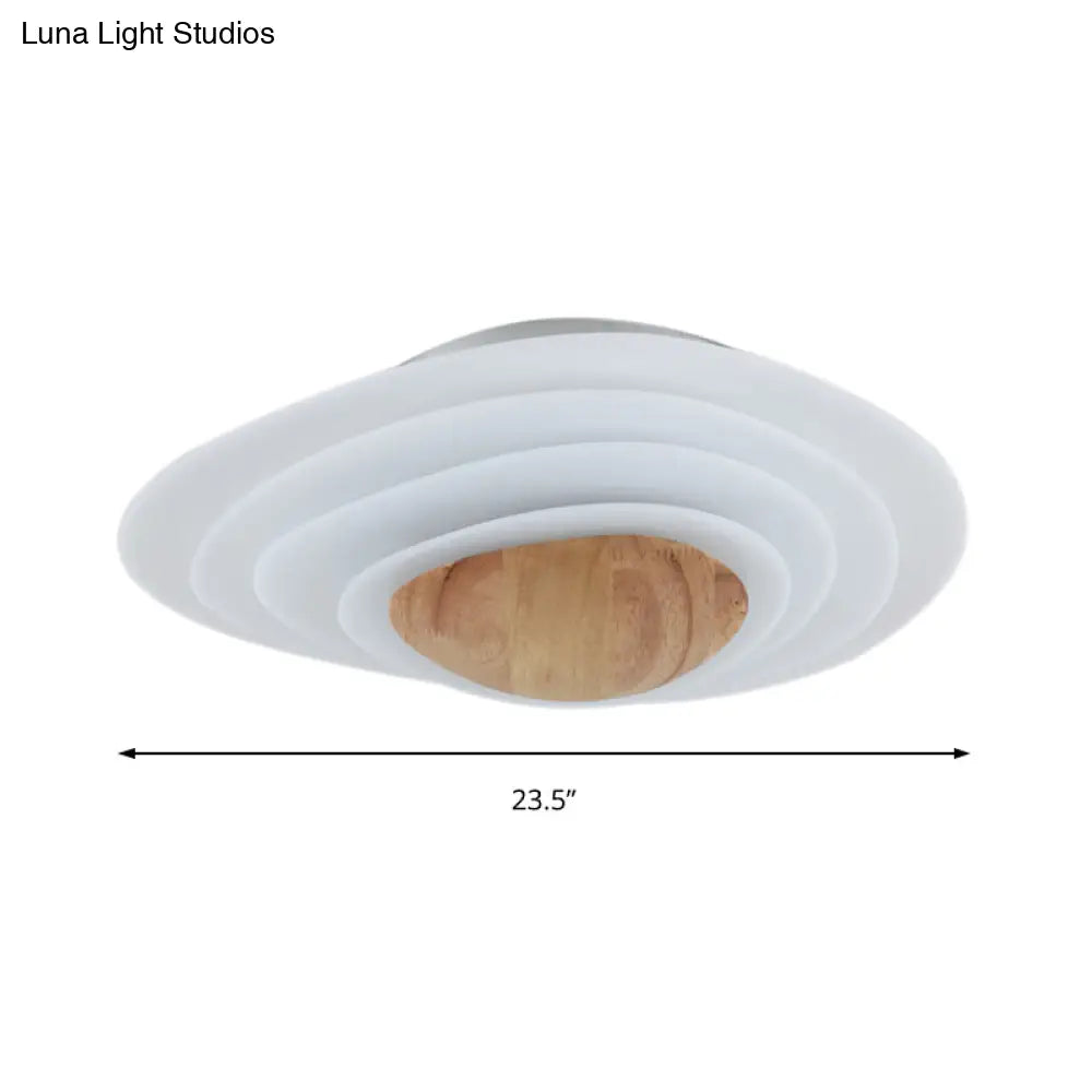 Nordic Planet Flush Mount Acrylic White Led Ceiling Fixture For Bedroom In Warm/White 18’/23.5’ Wide