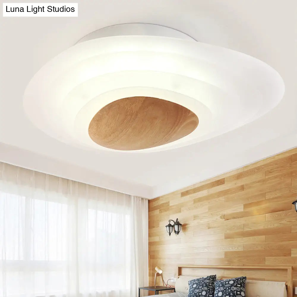 Nordic Planet Flush Mount Acrylic White Led Ceiling Fixture For Bedroom In Warm/White 18’/23.5’ Wide