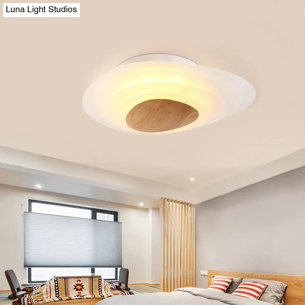 Nordic Planet Flush Mount Acrylic White Led Ceiling Fixture For Bedroom In Warm/White 18’/23.5’ Wide