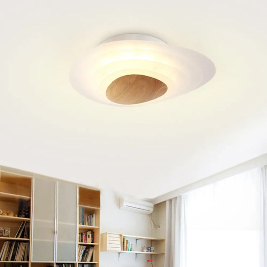 Nordic Planet Flush Mount Acrylic White Led Ceiling Fixture For Bedroom In Warm/White 18’/23.5’