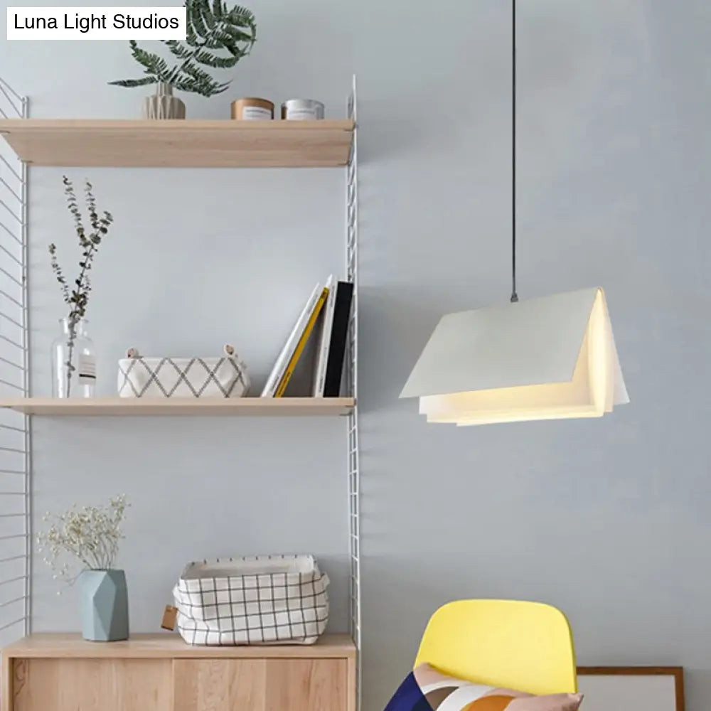 Nordic Plastic Pendant Ceiling Light: Modern 1-Bulb Book-Inspired Hanging Lamp For Living Room