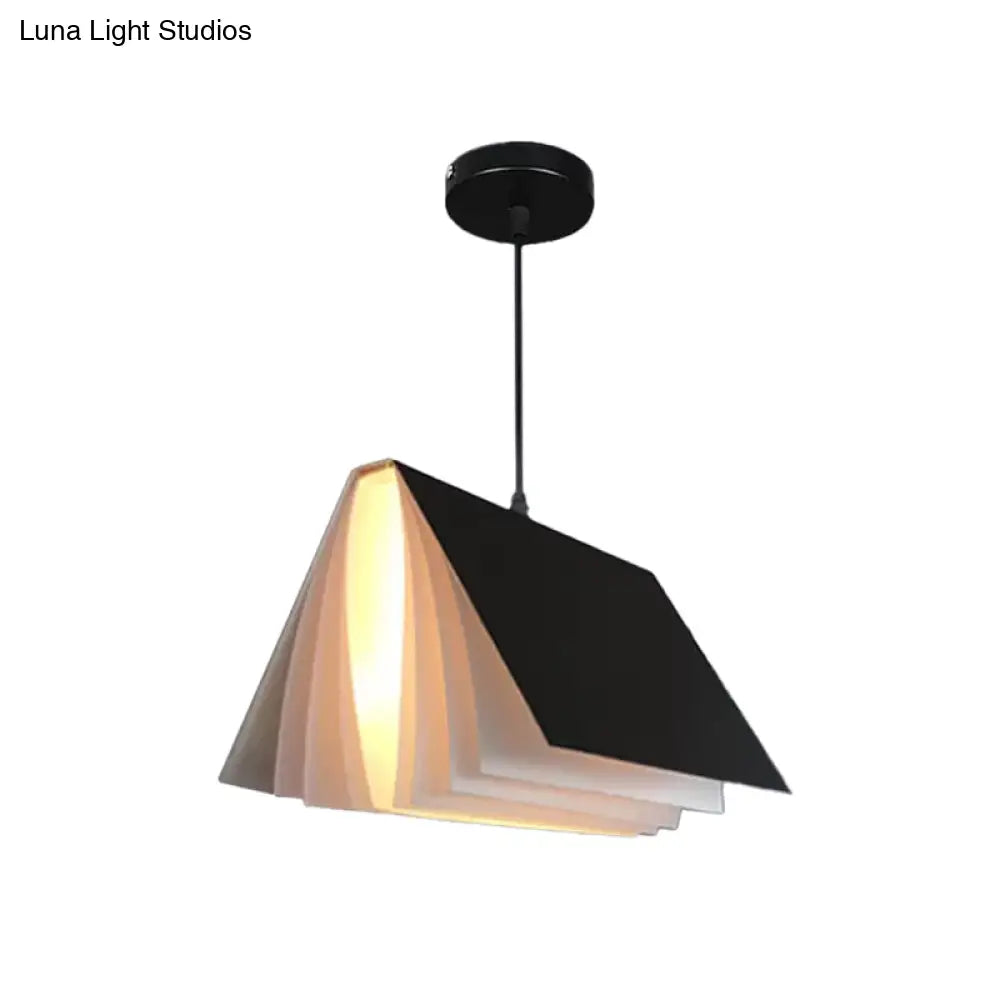 Nordic Plastic Pendant Ceiling Light: Modern 1-Bulb Book-Inspired Hanging Lamp For Living Room