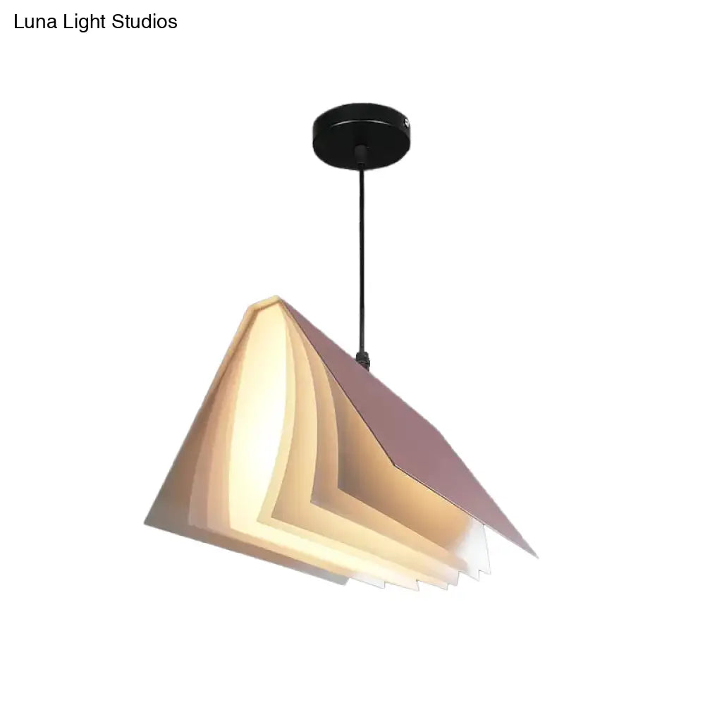 Nordic Plastic Pendant Ceiling Light: Modern 1-Bulb Book-Inspired Hanging Lamp For Living Room