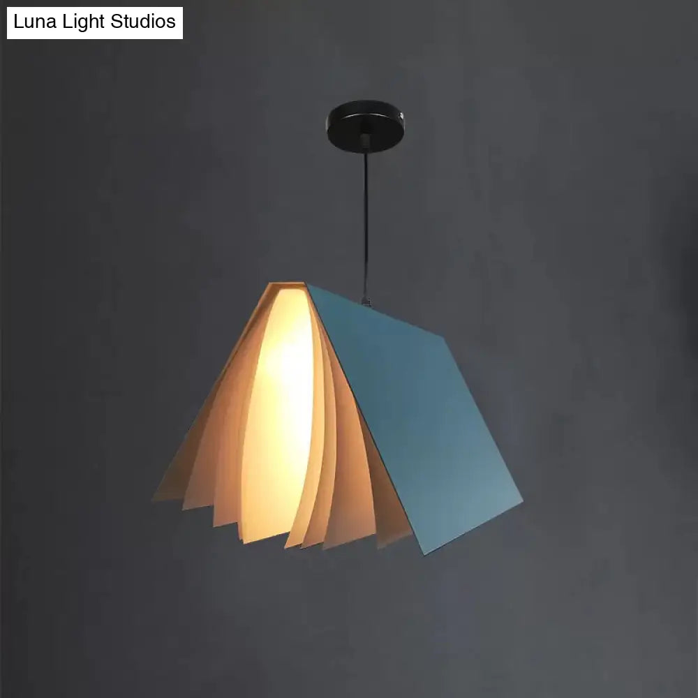 Nordic Plastic Pendant Ceiling Light: Modern 1-Bulb Book-Inspired Hanging Lamp For Living Room