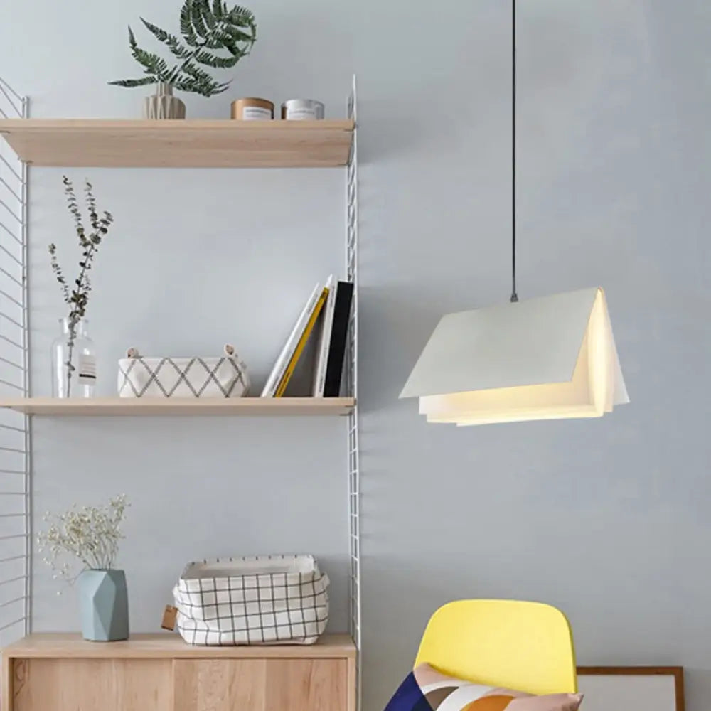 Nordic Plastic Pendant Ceiling Light: Modern 1-Bulb Book-Inspired Hanging Lamp For Living Room