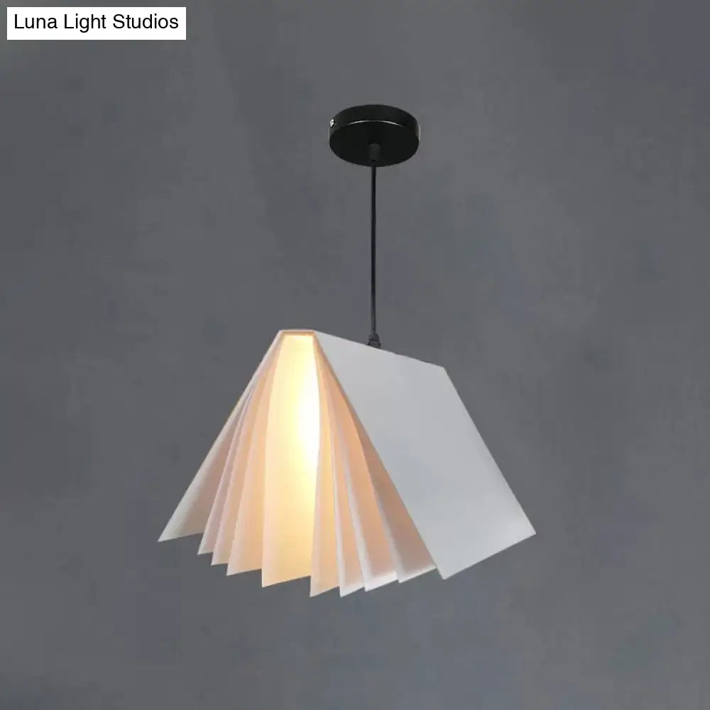 Nordic Plastic Pendant Ceiling Light: Modern 1-Bulb Book-Inspired Hanging Lamp For Living Room