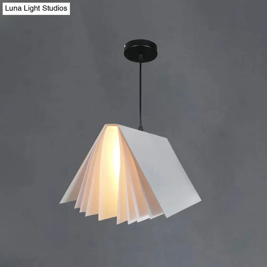 Nordic Plastic Pendant Ceiling Light: Modern 1-Bulb Book-Inspired Hanging Lamp For Living Room