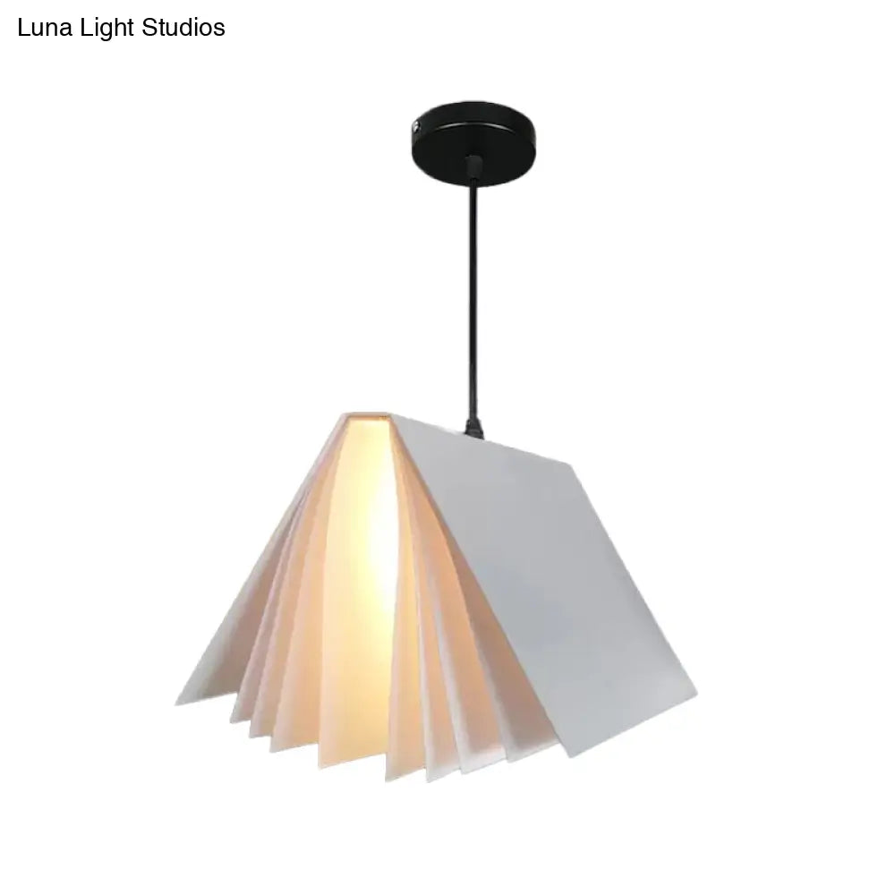 Nordic Plastic Pendant Ceiling Light: Modern 1-Bulb Book-Inspired Hanging Lamp For Living Room