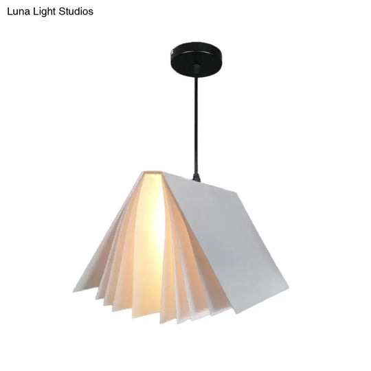 Nordic Plastic Pendant Ceiling Light: Modern 1-Bulb Book-Inspired Hanging Lamp For Living Room