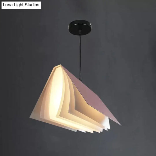 Nordic Plastic Pendant Ceiling Light: Modern 1-Bulb Book-Inspired Hanging Lamp For Living Room