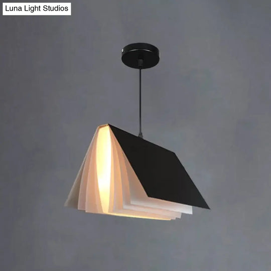 Nordic Plastic Pendant Ceiling Light: Modern 1-Bulb Book-Inspired Hanging Lamp For Living Room