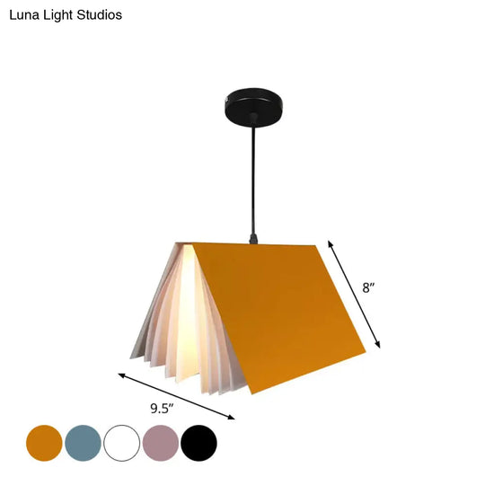 Nordic Plastic Pendant Ceiling Light: Modern 1-Bulb Book-Inspired Hanging Lamp For Living Room