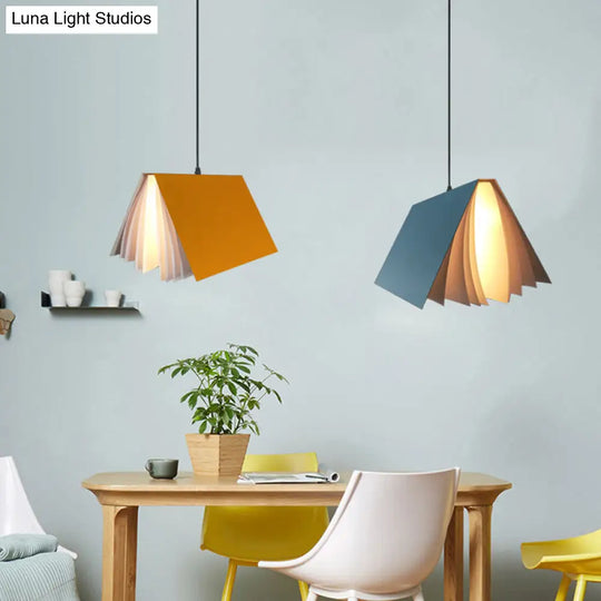 Nordic Plastic Pendant Ceiling Light: Modern 1-Bulb Book-Inspired Hanging Lamp For Living Room