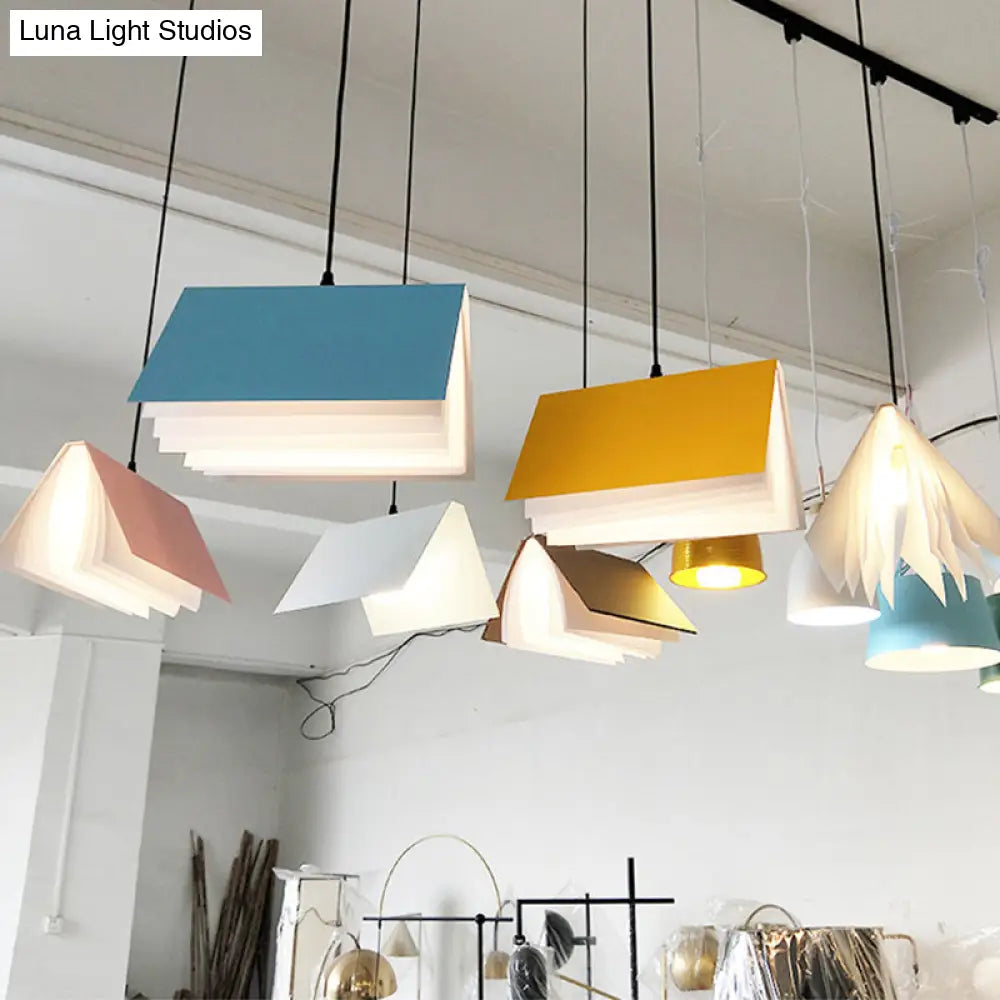 Nordic Plastic Pendant Ceiling Light: Modern 1-Bulb Book-Inspired Hanging Lamp For Living Room