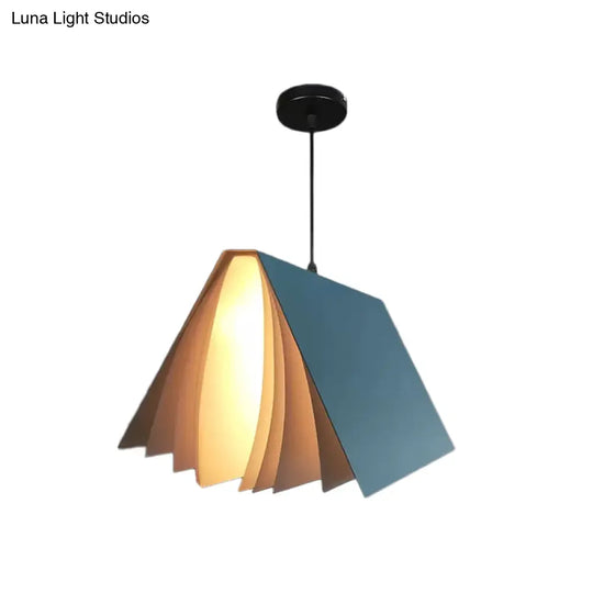 Nordic Plastic Pendant Ceiling Light: Modern 1-Bulb Book-Inspired Hanging Lamp For Living Room