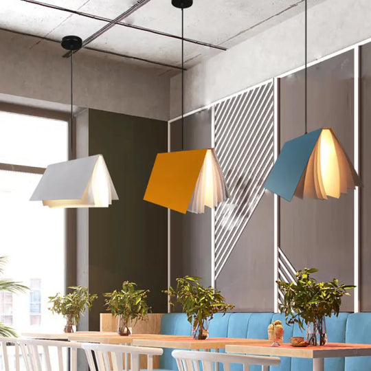 Nordic Plastic Pendant Ceiling Light: Modern 1-Bulb Book-Inspired Hanging Lamp For Living Room