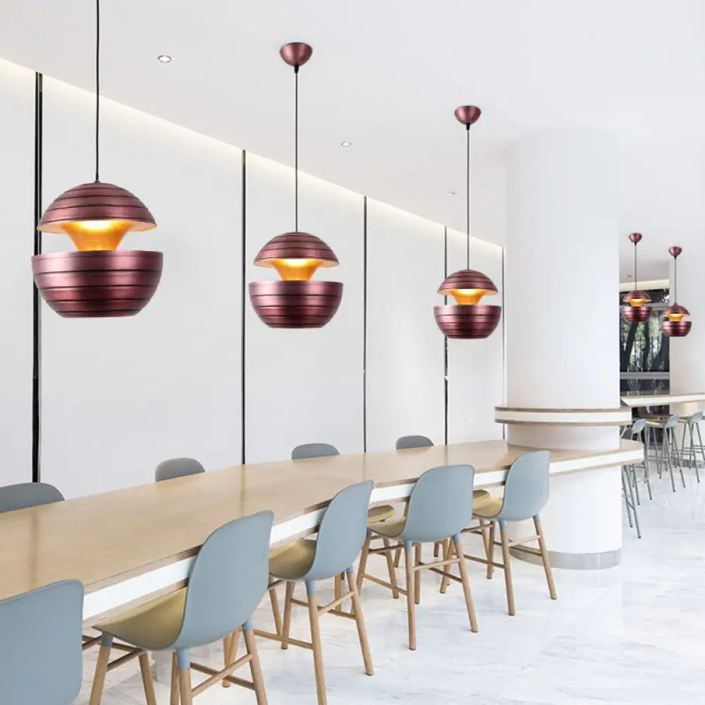 Nordic Purple Globe Metal Pendant Ceiling Light - 1-Light Hanging Fixture For Dining Room