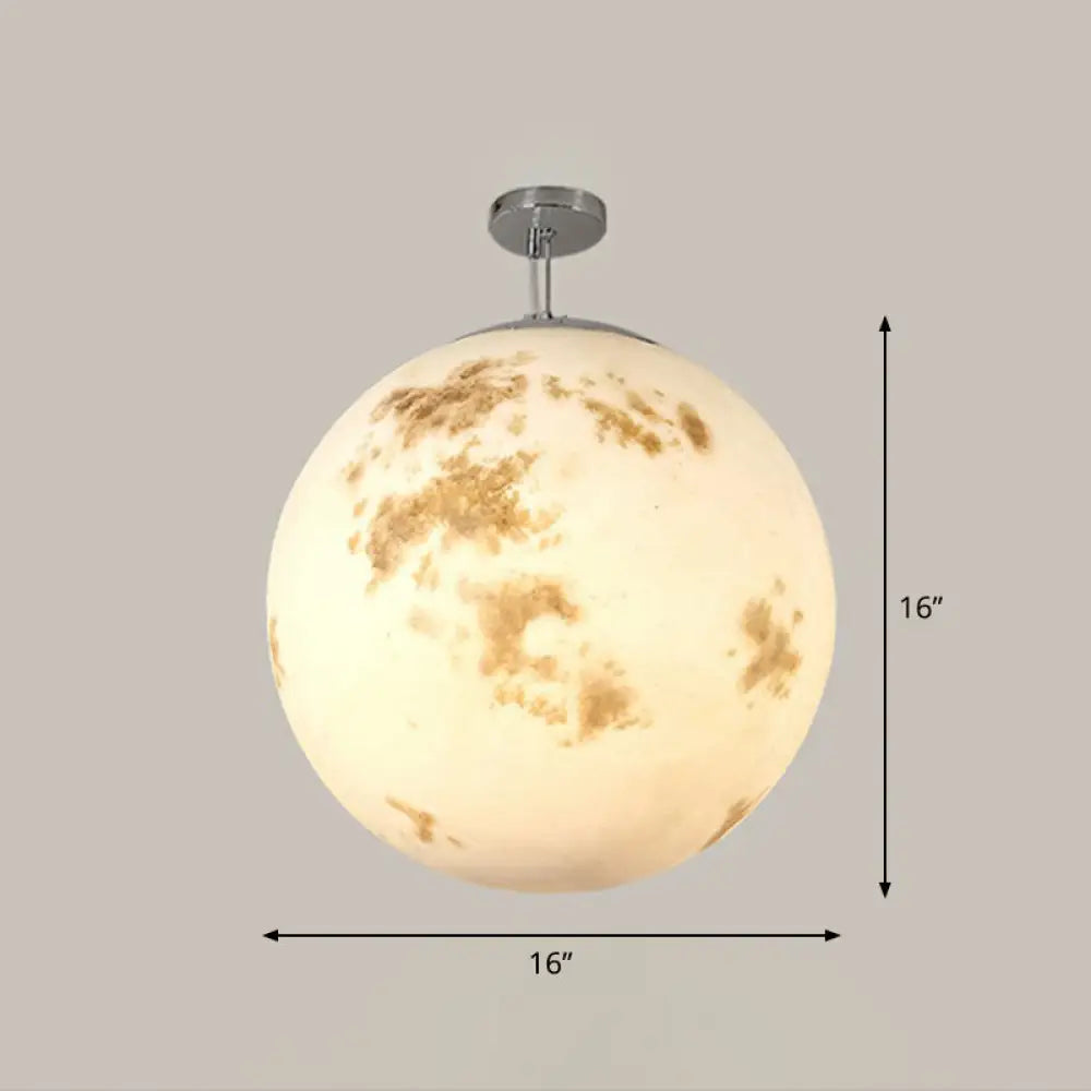 Nordic Resin Pendant Light For Restaurant With White Moon Suspension / 16’