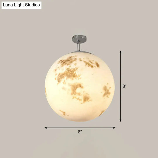 Nordic Resin Pendant Light: White Moon Suspension Lighting For Restaurants / 8