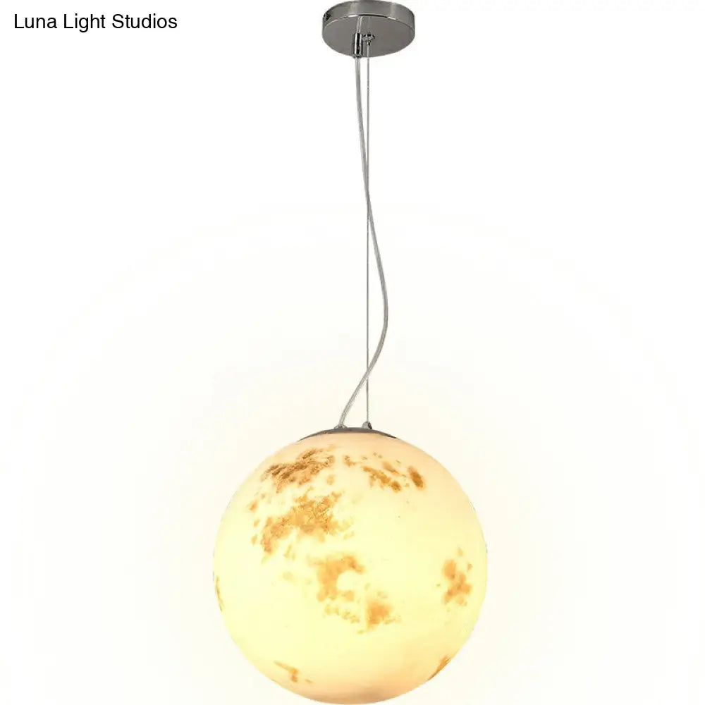 Nordic Resin Pendant Light: White Moon Suspension Lighting For Restaurants