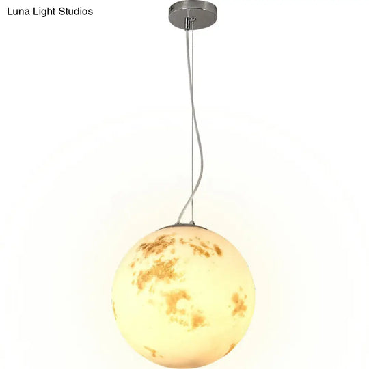 Nordic Resin Pendant Light: White Moon Suspension Lighting For Restaurants