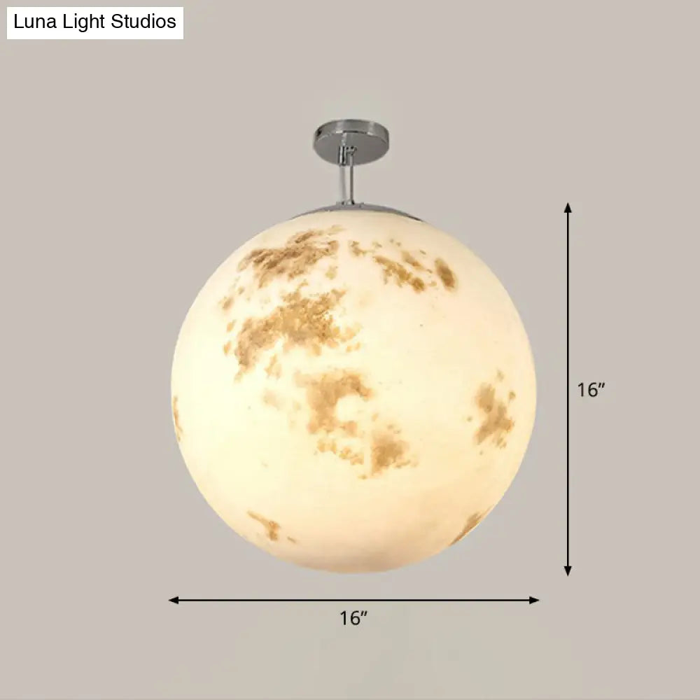 Nordic Resin Pendant Light: White Moon Suspension Lighting For Restaurants / 16