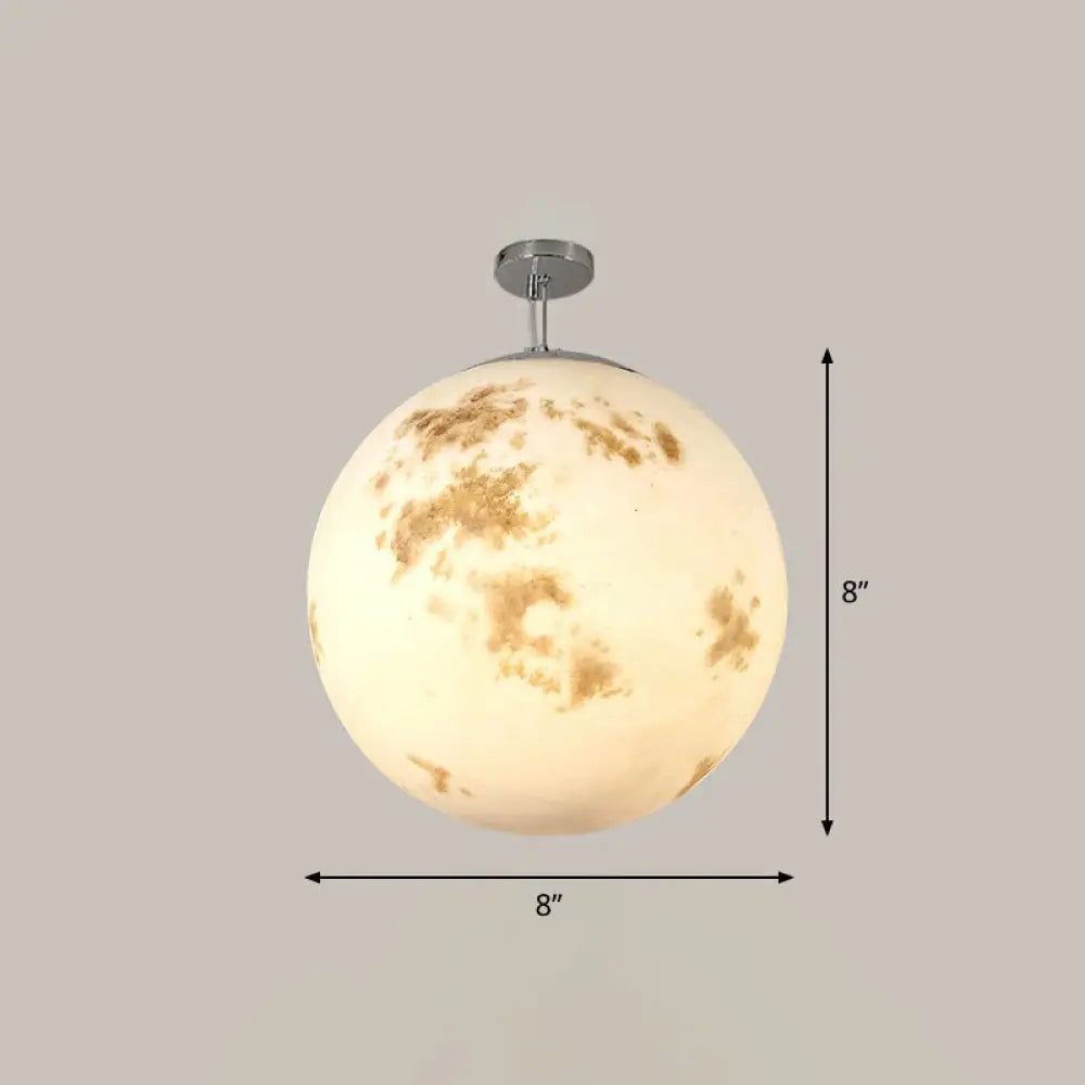 Nordic Resin Pendant Light For Restaurant With White Moon Suspension / 8’