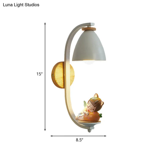 Nordic Resin Wall Lamp For Bedside With Bell Shade In White - Perfect Lighting Sleeping Kids