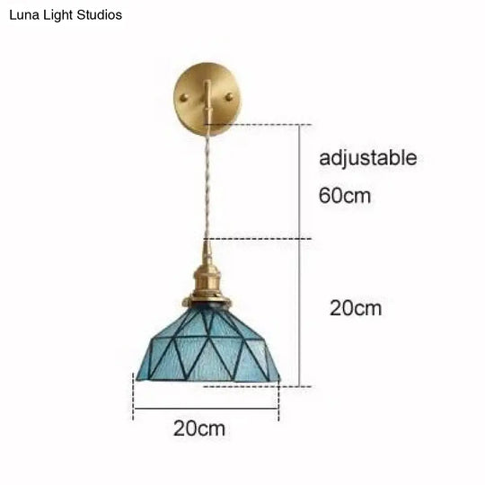 Nordic Retro Glass Copper Wall Lamp Blue Lamps