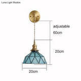 Nordic Retro Glass Copper Wall Lamp Blue Lamps