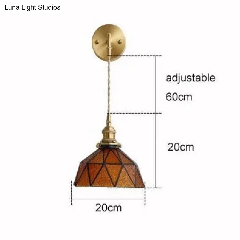 Nordic Retro Glass Copper Wall Lamp Brown Lamps