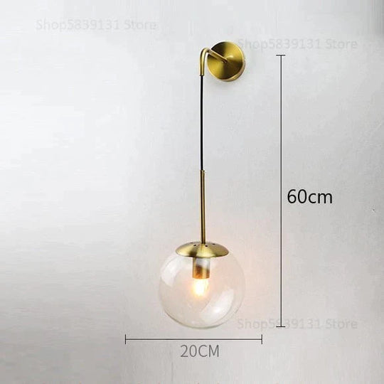 Nordic Retro Modern Glass Ball Wall Lamps For Bedside Living Room Corridor Staircase Lighting