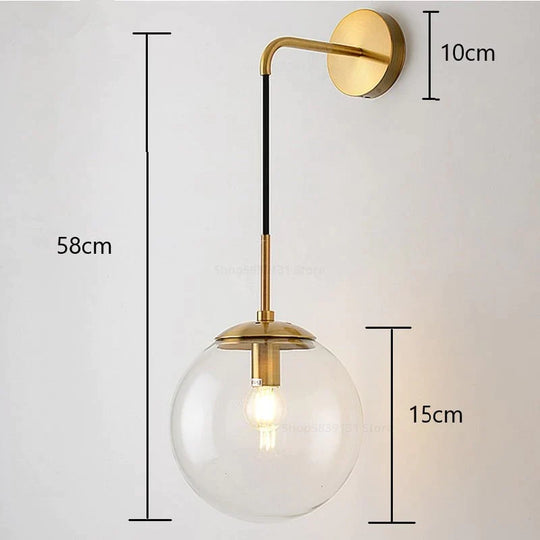 Nordic Retro Modern Glass Ball Wall Lamps For Bedside Living Room Corridor Staircase Lighting Lamp