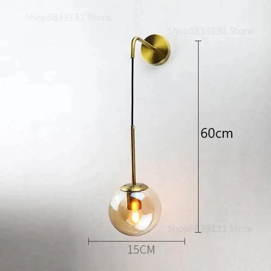 Nordic Retro Modern Glass Ball Wall Lamps For Bedside Living Room Corridor Staircase Lighting