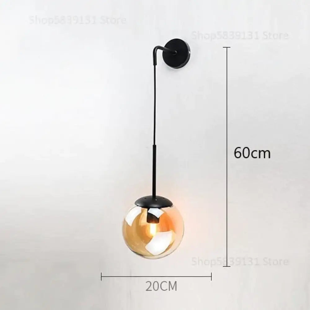 Nordic Retro Modern Glass Ball Wall Lamps For Bedside Living Room Corridor Staircase Lighting