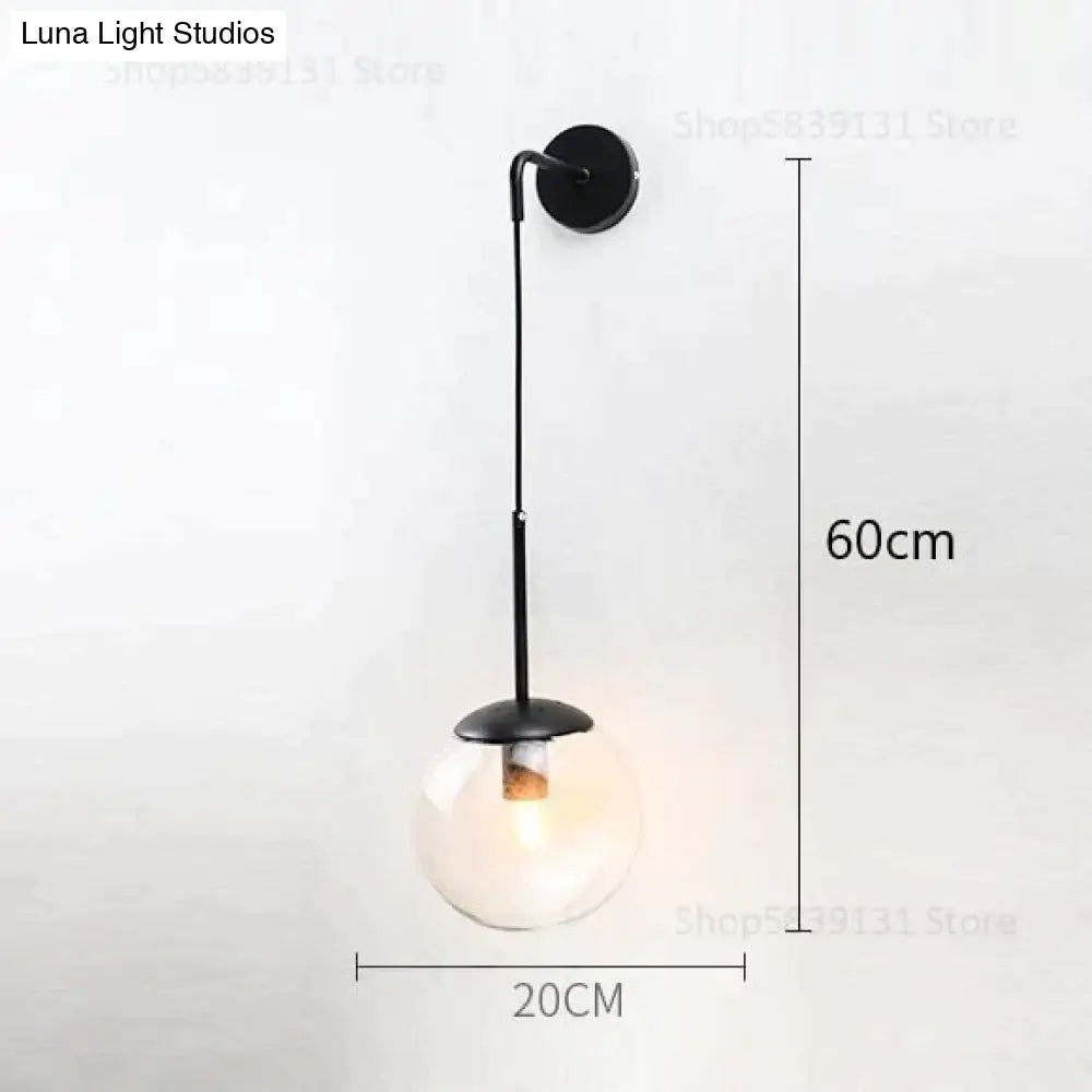 Nordic Retro Modern Glass Ball Wall Lamps For Bedside Living Room Corridor Staircase Lighting Lamp