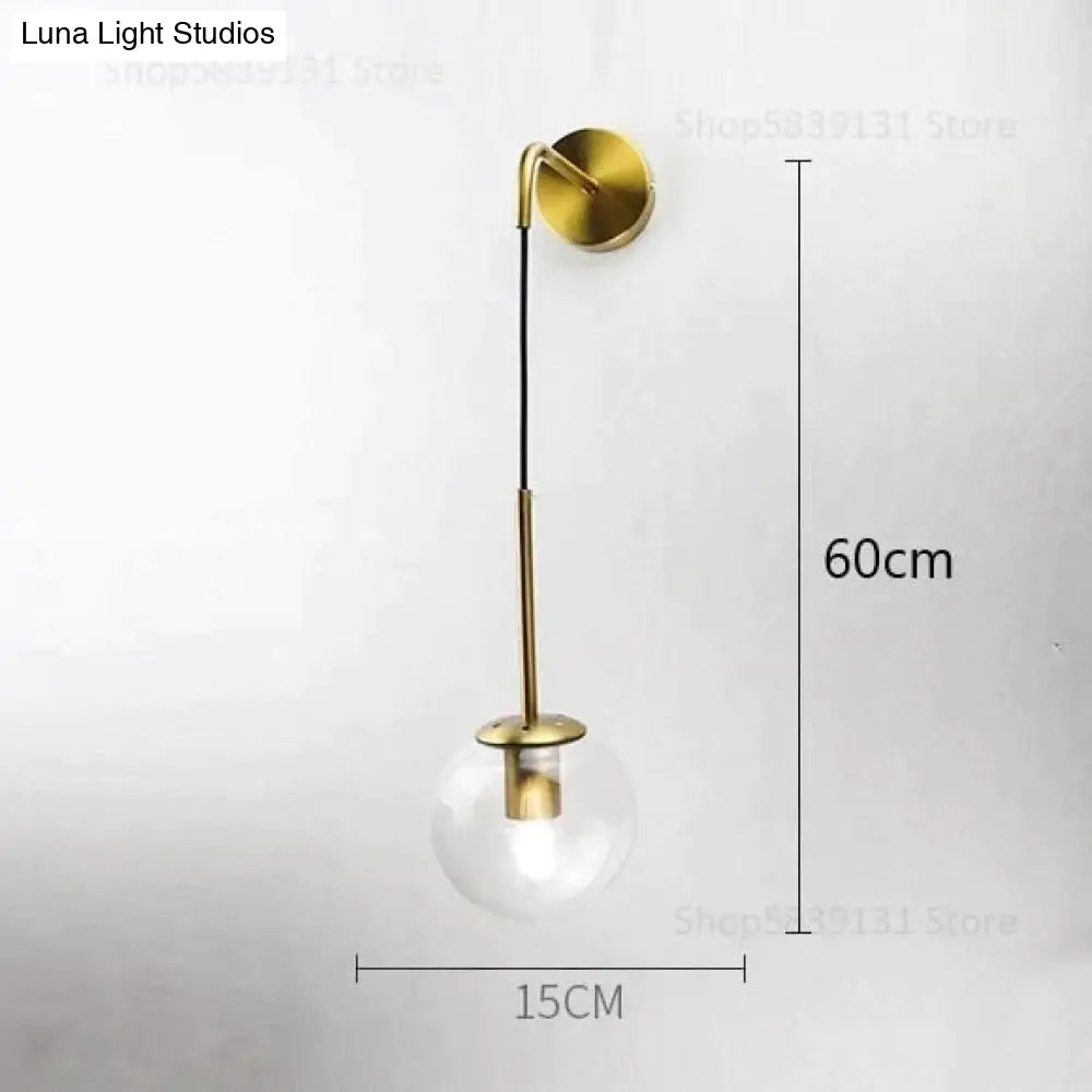 Nordic Retro Modern Glass Ball Wall Lamps For Bedside Living Room Corridor Staircase Lighting Lamp