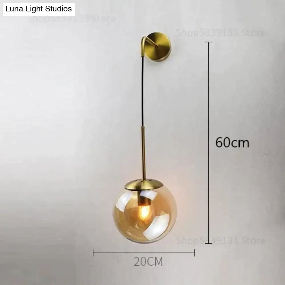 Nordic Retro Modern Glass Ball Wall Lamps For Bedside Living Room Corridor Staircase Lighting Lamp