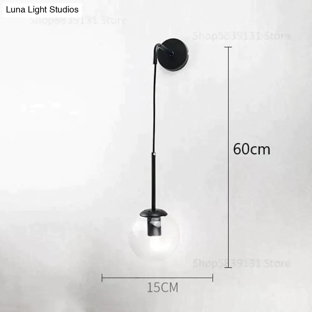 Nordic Retro Modern Glass Ball Wall Lamps For Bedside Living Room Corridor Staircase Lighting Lamp