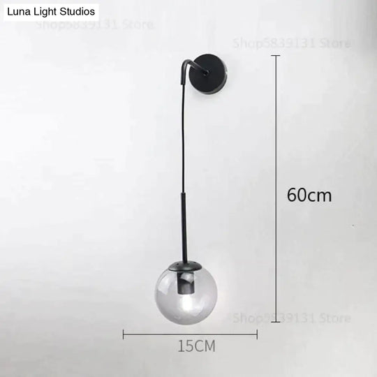 Nordic Retro Modern Glass Ball Wall Lamps For Bedside Living Room Corridor Staircase Lighting Lamp