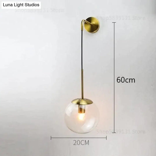 Nordic Retro Modern Glass Ball Wall Lamps For Bedside Living Room Corridor Staircase Lighting Lamp