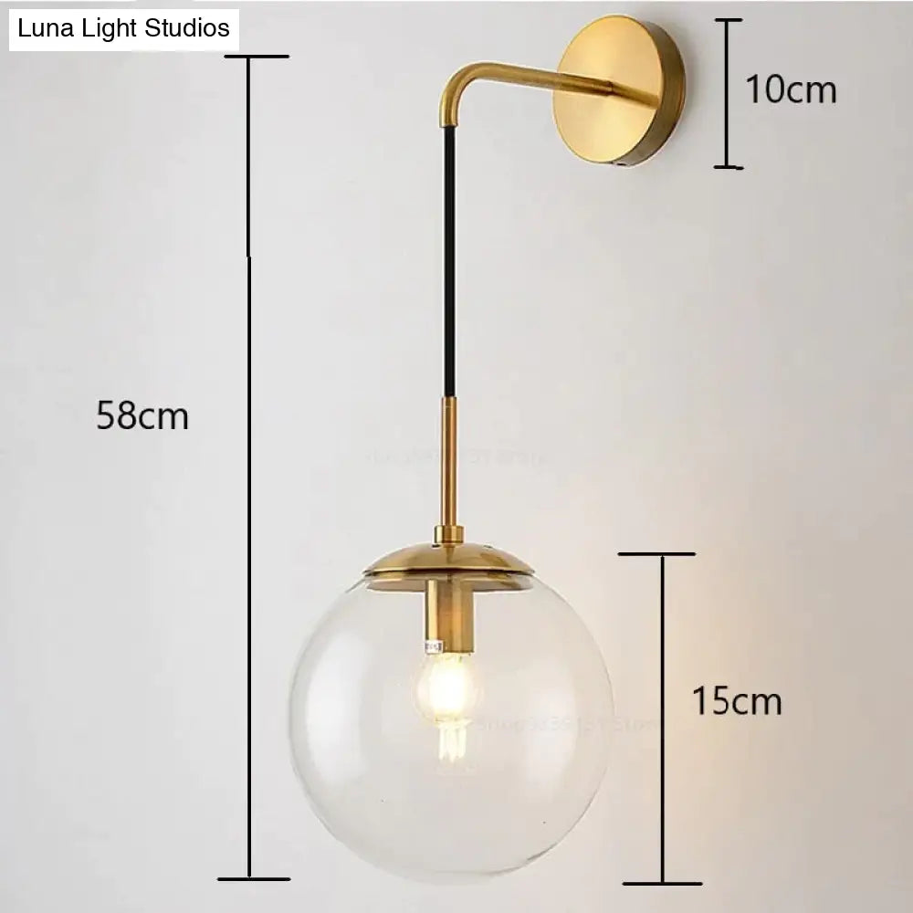 Nordic Retro Modern Glass Ball Wall Lamps For Bedside Living Room Corridor Staircase Lighting Lamp