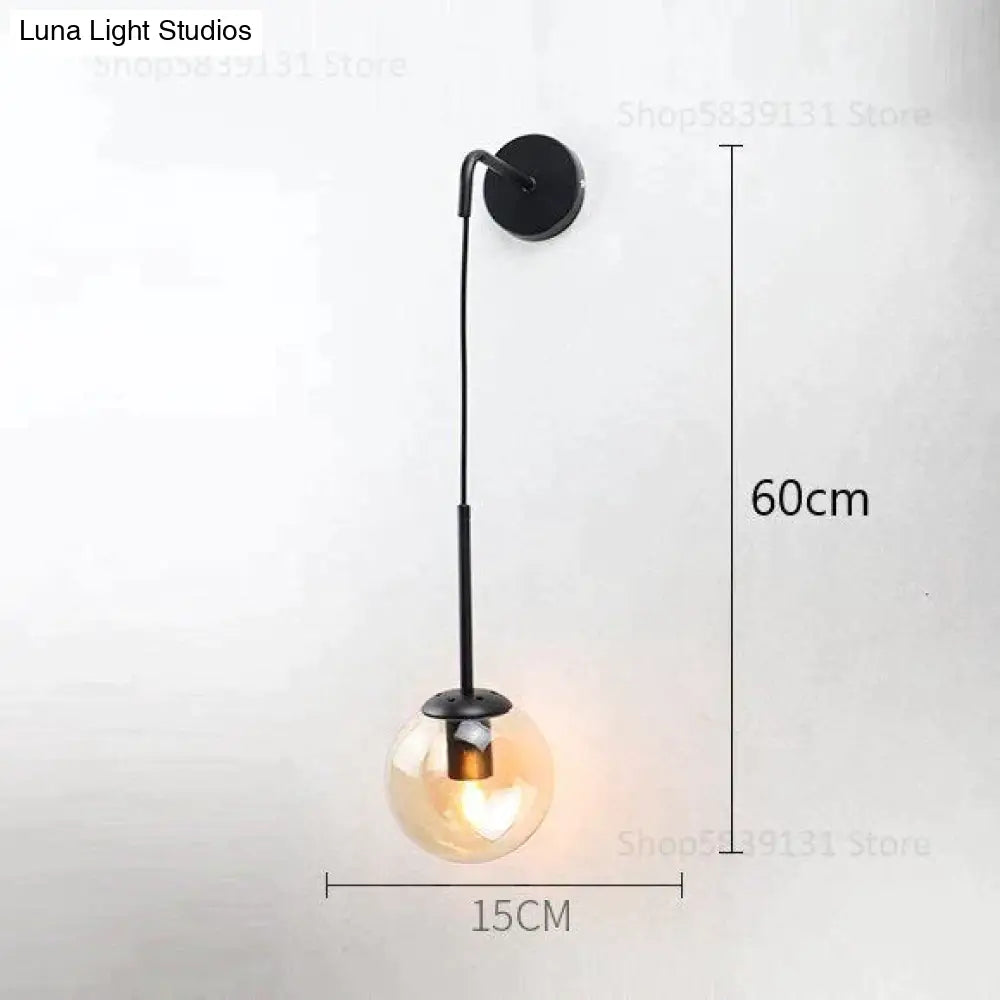 Nordic Retro Modern Glass Ball Wall Lamps For Bedside Living Room Corridor Staircase Lighting