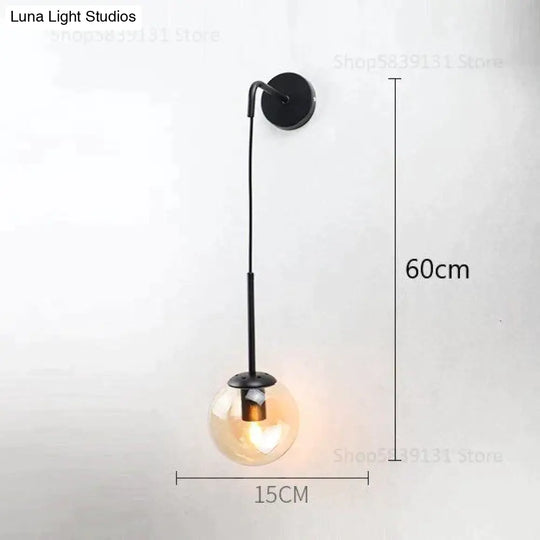 Nordic Retro Modern Glass Ball Wall Lamps For Bedside Living Room Corridor Staircase Lighting