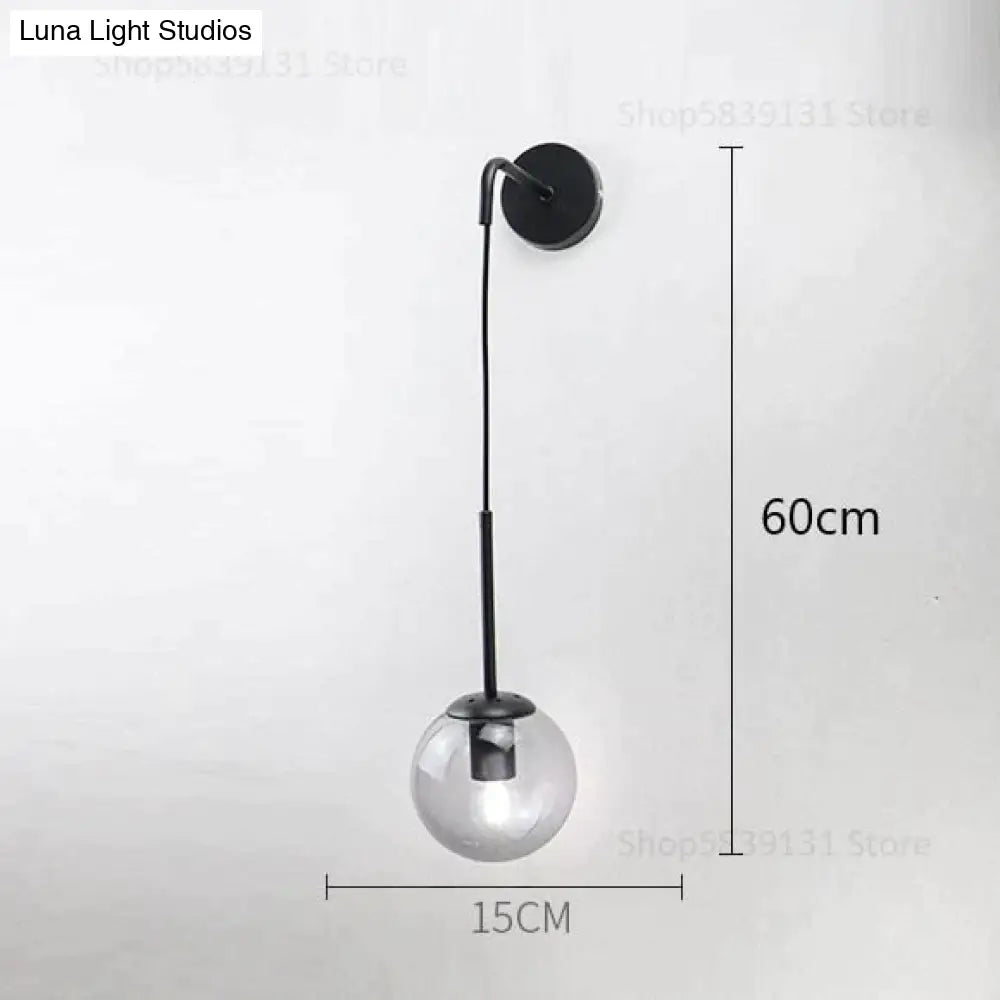 Nordic Retro Modern Glass Ball Wall Lamps For Bedside Living Room Corridor Staircase Lighting