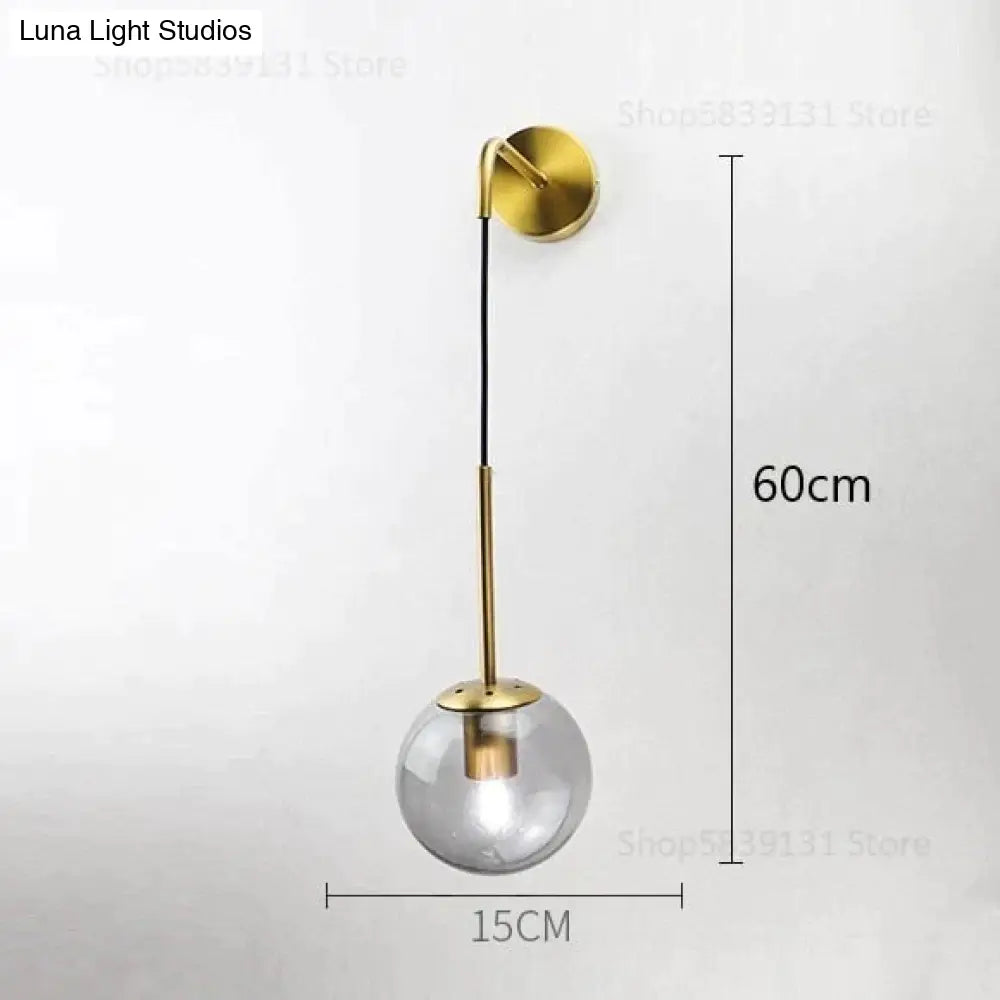 Nordic Retro Modern Glass Ball Wall Lamps For Bedside Living Room Corridor Staircase Lighting