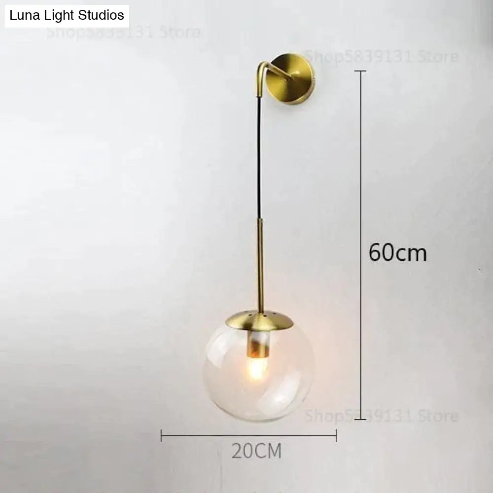 Nordic Retro Modern Glass Ball Wall Lamps For Bedside Living Room Corridor Staircase Lighting