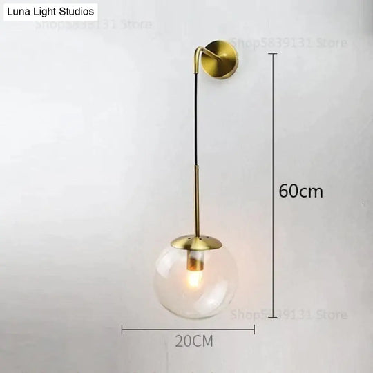 Nordic Retro Modern Glass Ball Wall Lamps For Bedside Living Room Corridor Staircase Lighting